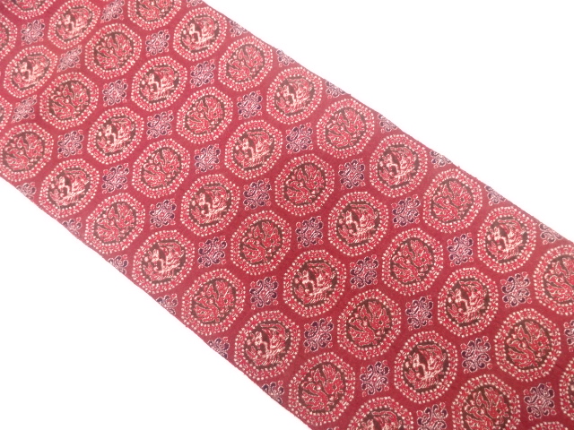 アンティーク　向かい鳳凰に花模様織り出し名古屋帯（着用可）